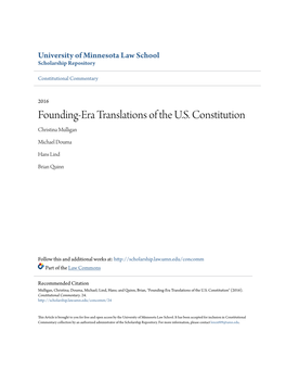 Founding-Era Translations of the U.S. Constitution Christina Mulligan