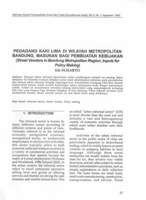 Pedagang Kaki Lima Di Wilayah Metropolitan Bandung, Masukan