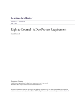 Right to Counsel - a Due Process Requirement Dale E