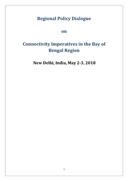 Regional Policy Dialogue on Connectivity Imperatives in the Bay of Bengal Region