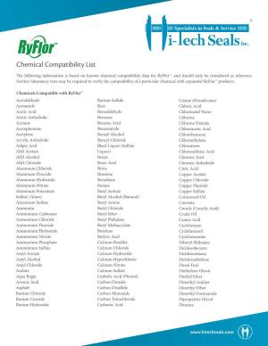 Ryflor™ Chemical Compatibility List