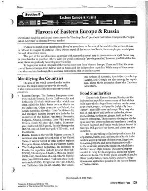 Flavors of Eastern Europe & Russia
