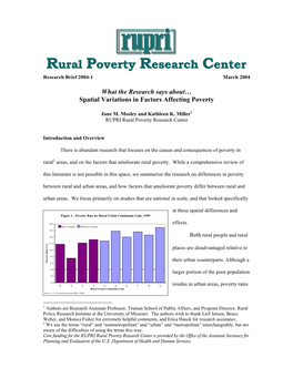 Rural Poverty Research Center Rural Poverty Research Center