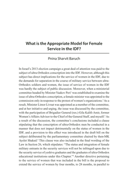 What Is the Appropriate Model for Female Service in the IDF?