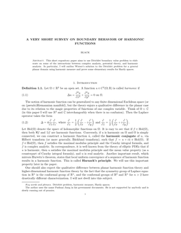 A Very Short Survey on Boundary Behavior of Harmonic Functions