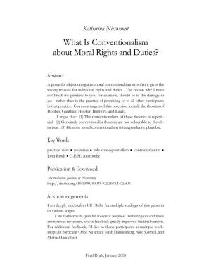 What Is Conventionalism About Moral Rights and Duties?