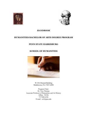 Handbook Humanities Bachelor of Arts Degree Program Penn State