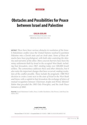 Obstacles and Possibilities for Peace Between Israel and Palestine