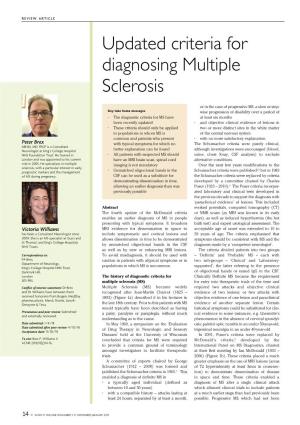 Updated Criteria for Diagnosing Multiple Sclerosis