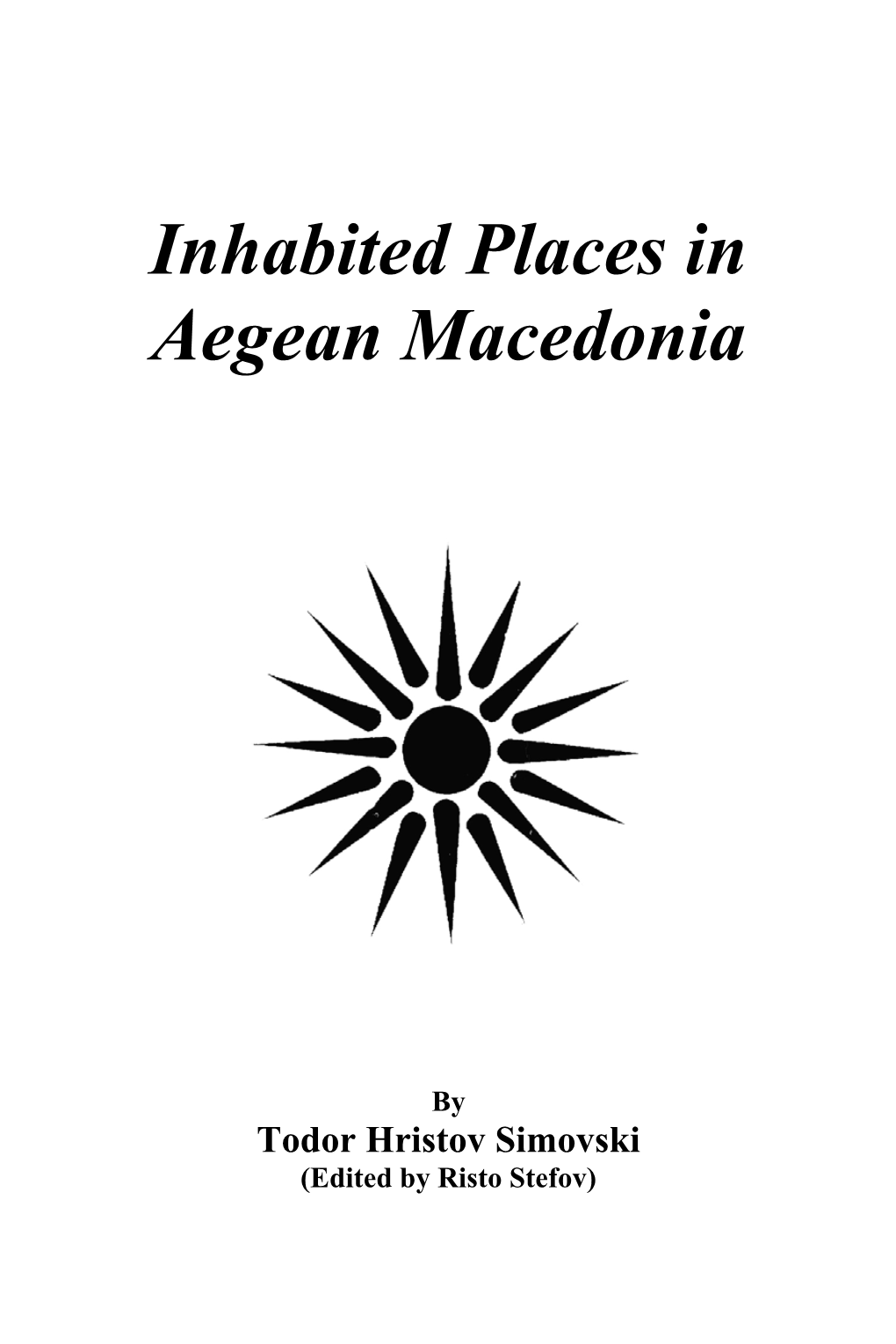 Inhabited Places in Aegean Macedonia