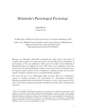 Helmholtz's Physiological Psychology1