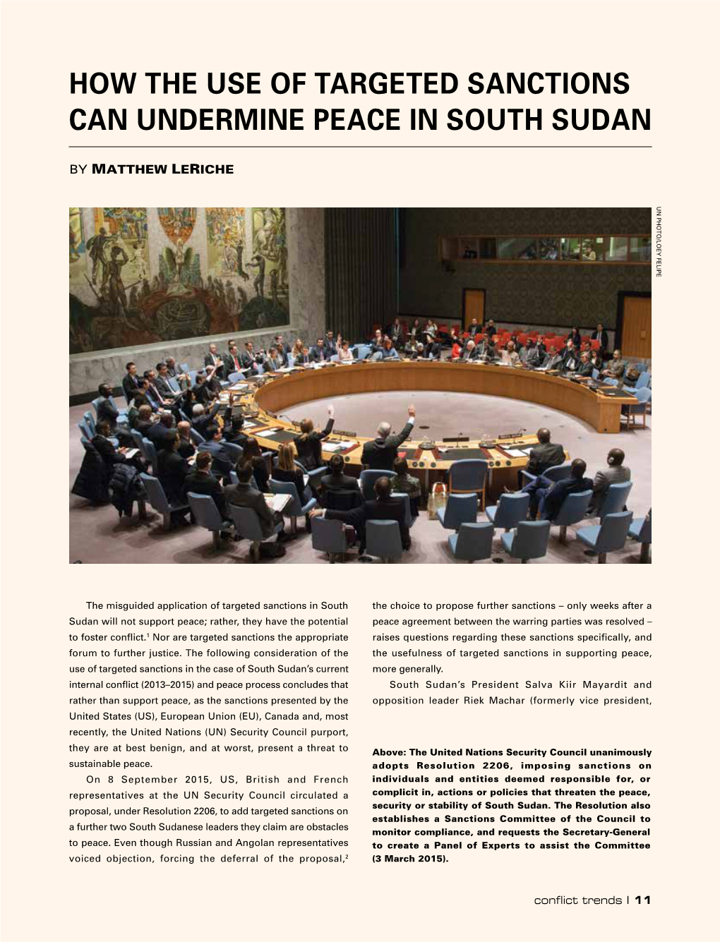 How the Use of Targeted Sanctions Can Undermine Peace in South Sudan