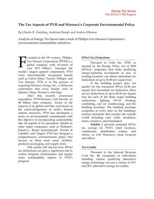 The Tax Aspects of PVH and Warnaco's Corporate Environmental