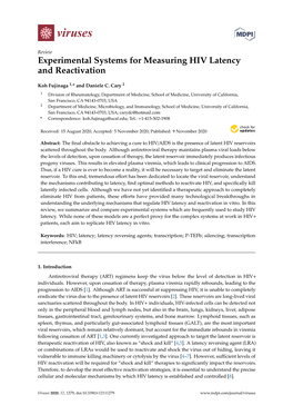 Experimental Systems for Measuring HIV Latency and Reactivation