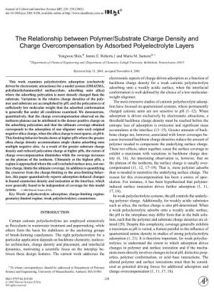 The Relationship Between Polymer/Substrate Charge Density and Charge Overcompensation by Adsorbed Polyelectrolyte Layers ∗ ∗ Yongwoo Shin, James E