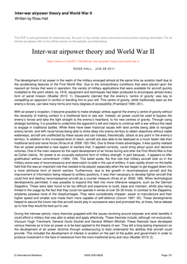 Inter-War Airpower Theory and World War II Written by Ross Hall