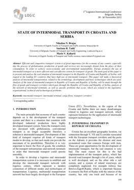 State of Intermodal Transport in Croatia and Serbia