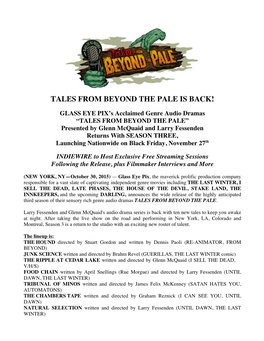 Tales from Beyond the Pale Is Back!