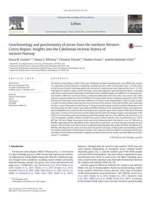 Geochronology and Geochemistry of Zircon from the Northern Western Gneiss Region: Insights Into the Caledonian Tectonic History of Western Norway