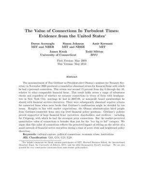 The Value of Connections in Turbulent Times: Evidence from the United States