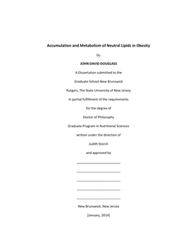 Accumulation and Metabolism of Neutral Lipids in Obesity