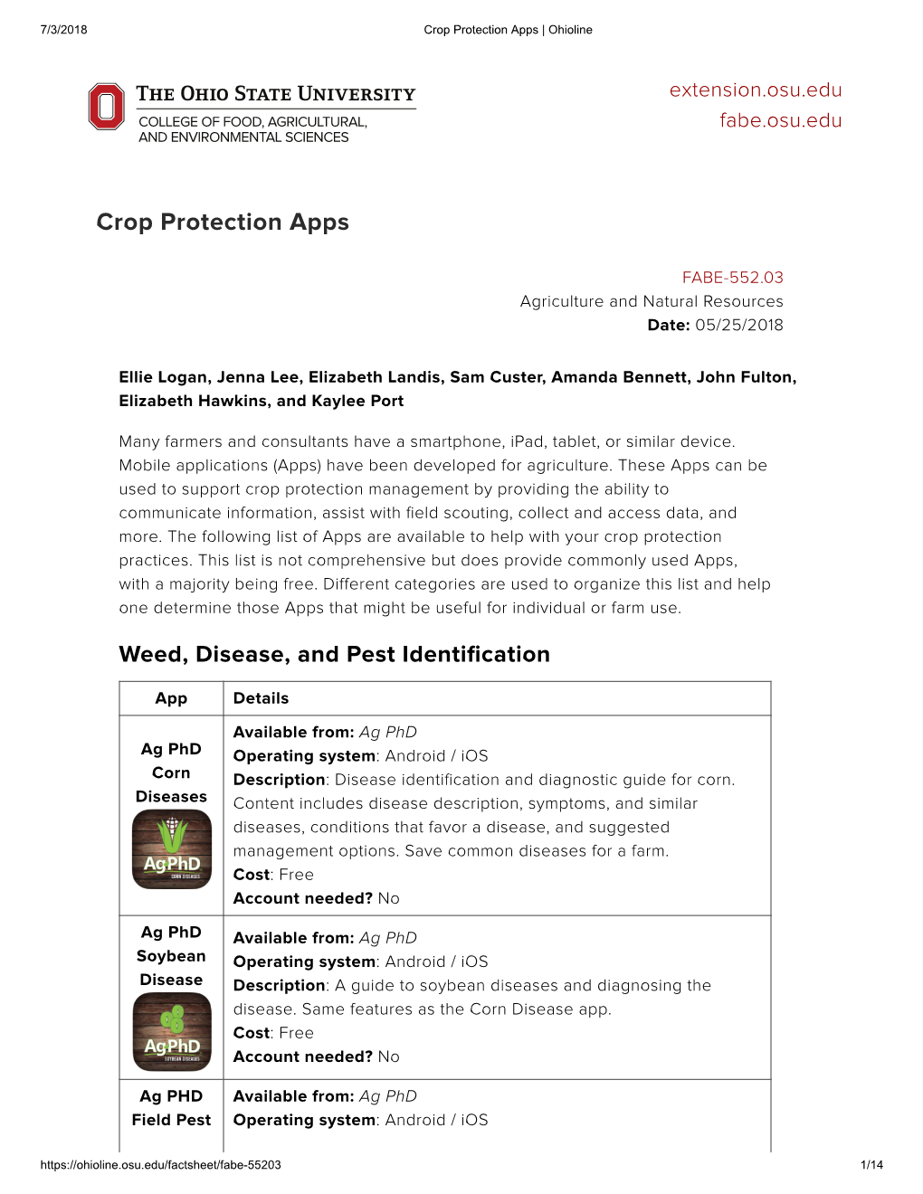 Crop Protection Apps | Ohioline