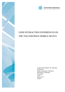 User Interaction Experiences on the Touchscreen Mobile Device