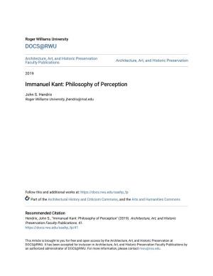 Immanuel Kant: Philosophy of Perception