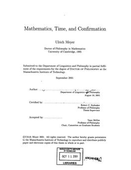 Mathematics, Time, and Confirmation