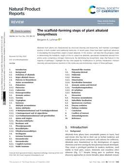 The Scaffold-Forming Steps of Plant Alkaloid Biosynthesis