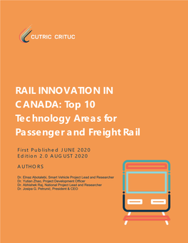RAIL INNOVATION in CANADA: Top 10 Technology Areas for Passenger and Freight Rail