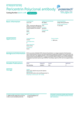 Pericentrin Polyclonal Antibody Catalog Number:22271-1-AP 1 Publications