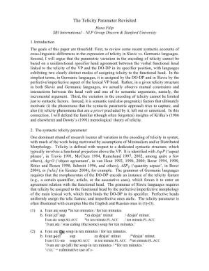 The Telicity Parameter Revisited Hana Filip SRI International – NLP Group Discern & Stanford University