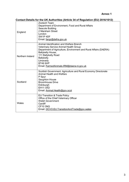 3 Annex 1 Contact Details for the UK Authorities (Article 34 of Regulation (EU) 2016/1012)