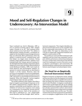 Mood and Self-Regulation Changes in Underrecovery: an Intervention Model