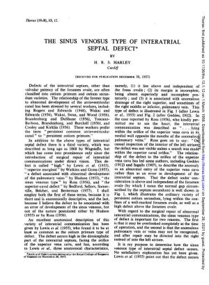 The Sinus Venosus Typeof Interatrial Septal Defect*
