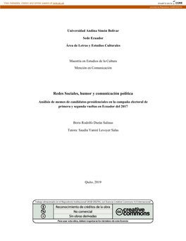 Redes Sociales, Humor Y Comunicación Política