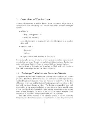 1 Overview of Derivatives