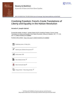 French–Creole Translations of Liberty and Equality in the Haitian Revolution