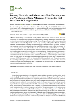 Sesame, Pistachio, and Macadamia Nut: Development and Validation of New Allergenic Systems for Fast Real-Time PCR Application
