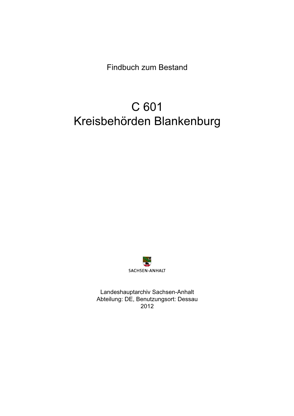 C 601 Kreisbehörden Blankenburg