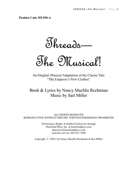 Book & Lyrics by Nancy Machlis Rechtman Music by Sari Miller