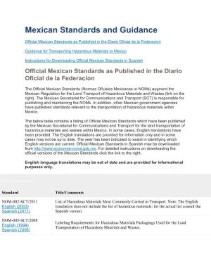 Mexican Standards and Guidance