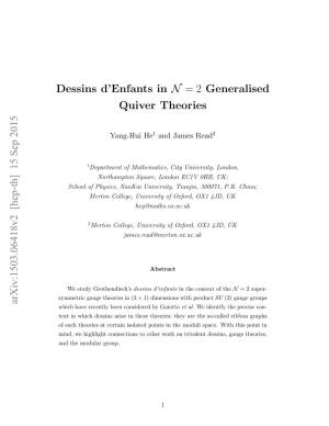 Dessins D'enfants in N = 2 Generalised Quiver Theories Arxiv