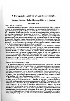 A Phylogenetic Analysis of Lepidosauromorpha Jacques Gauthier, Richard Estes, and Kevin De Queiroz