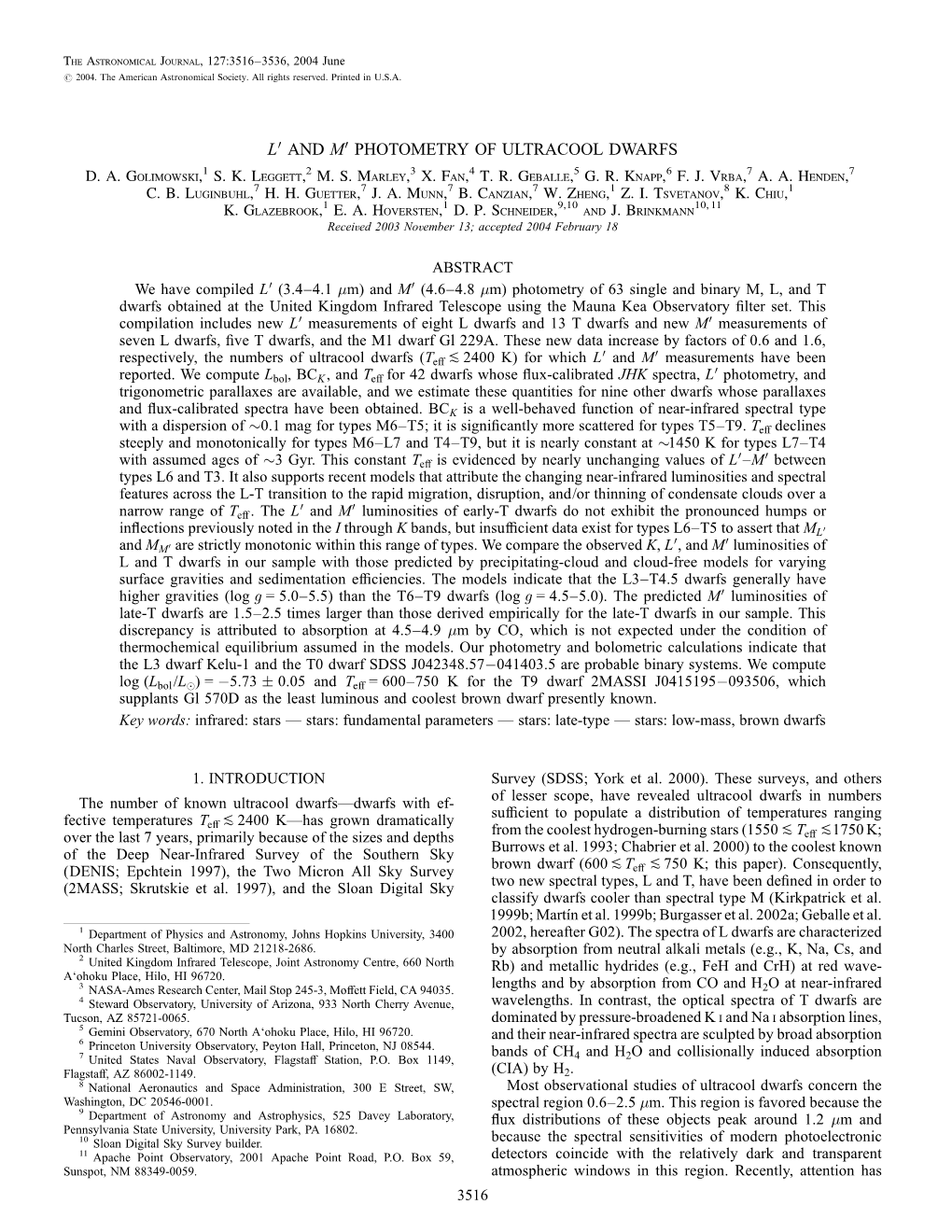 L0 and M0 Photometry of Ultracool Dwarfs D