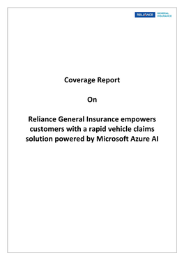 Coverage Report on Reliance General Insurance Empowers