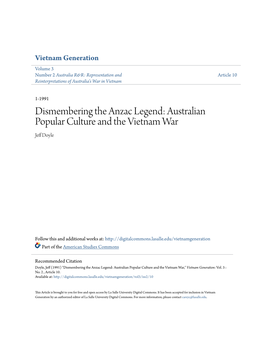 Australian Popular Culture and the Vietnam War Jeff Od Yle