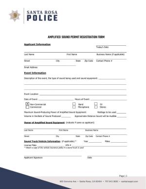 Amplified Sound Permit Registration Form
