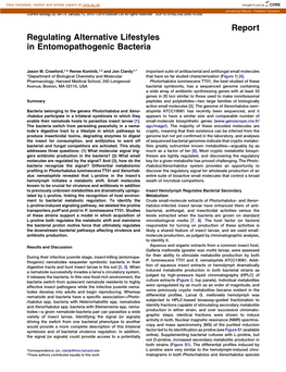 Regulating Alternative Lifestyles in Entomopathogenic Bacteria